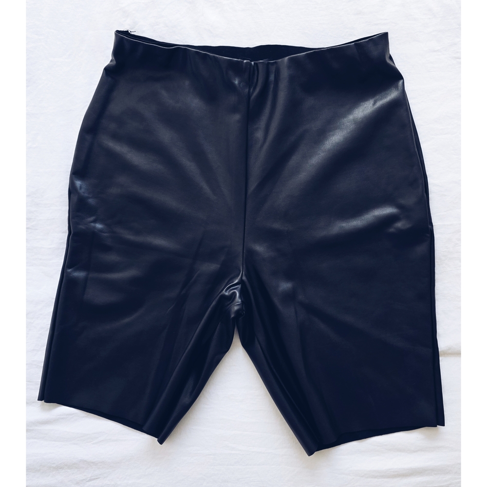 Black Faux Leather Biker Shorts